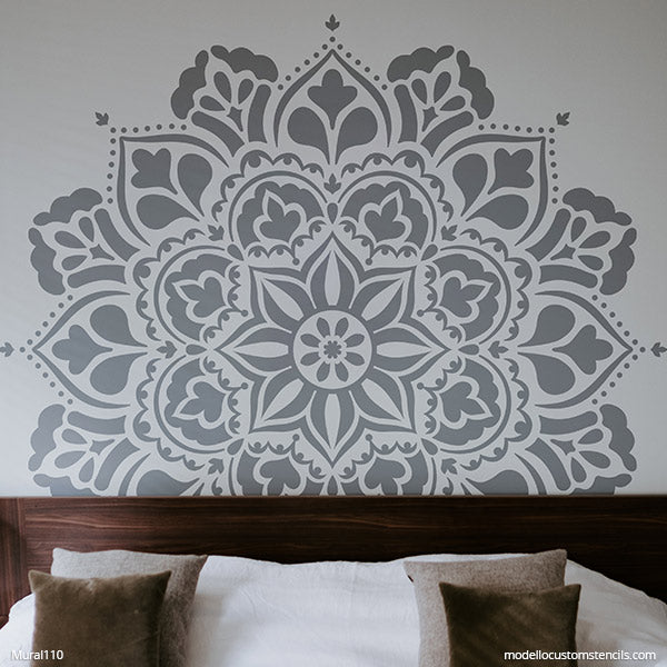 DIY Mandala Stencils for Painting DIY Mural Bedroom Wall Art - Bohemian Stencils - Large Mandalas Murals - Modello Custom Wall Stencils