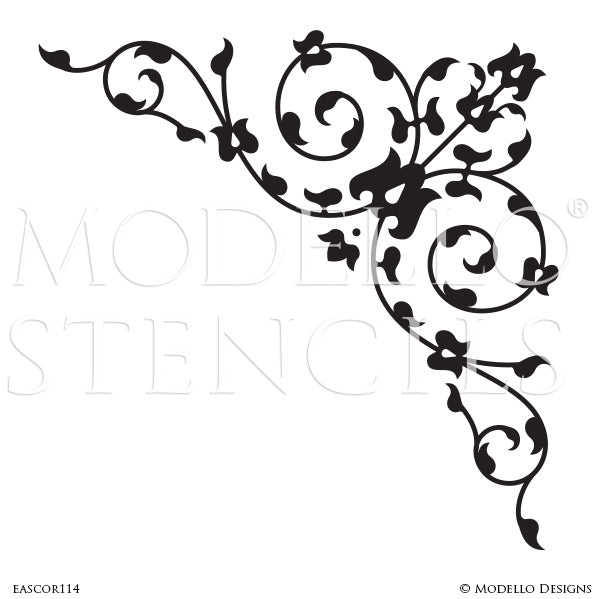 Decorative Wall Corner Pattern - Modello Custom Stencils for Painting