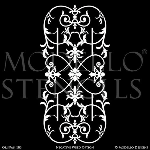 Decorative Panel Stencils for Stenciling Mirror Window Glass Designs - Modello Custom Stencils for Traditional Classic Decor