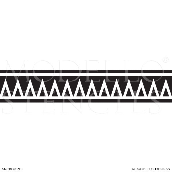 Geometric African and Tribal Pattern for Painted Accent Walls - Royal Design Studio Wall Border Stencils