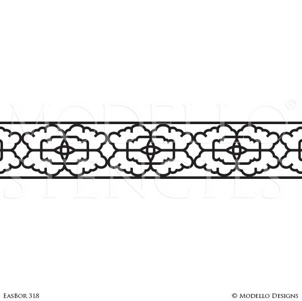 Asian Geometric Border Stencils for Painting Decorative Wall Finish - Modello Designs