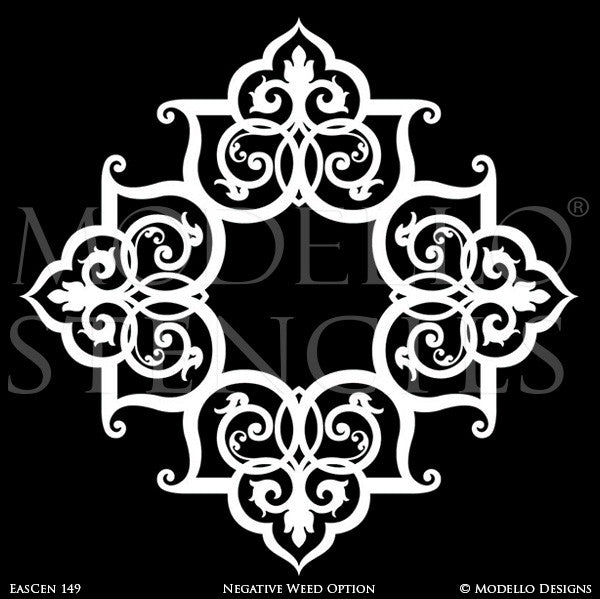 Exotic and Global Chic Decor Idea - Wall Mural or Painted Grand Ceiling Medallion Stencils from Modello Custom Stencils