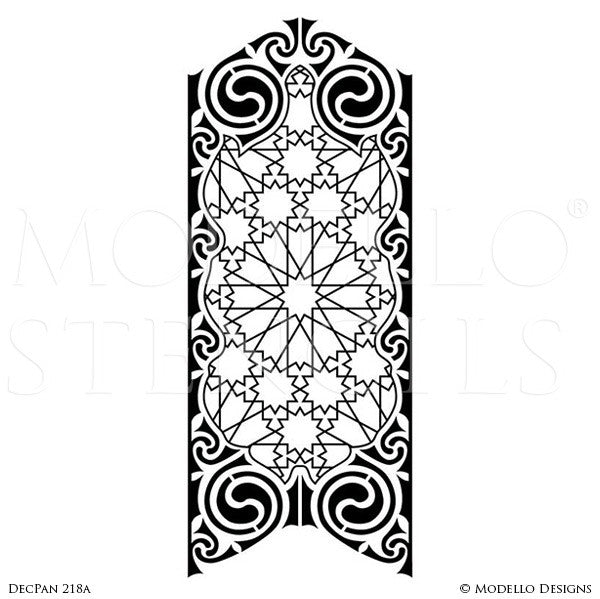 Art Deco Design Geometric Pattern - Large Wall Panel Stencils - Modello Custom Stenciling