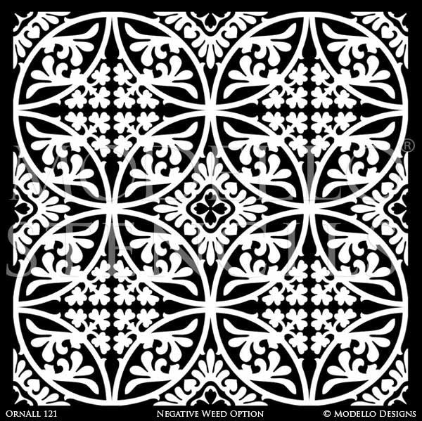 Painted Ceiling Wall Floor Tile Stencils with Classic European Style - Modello Custom Stencils