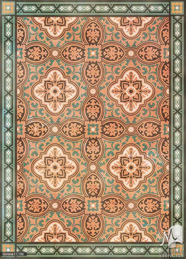 Spanish European Designs - Floor Carpet Panel Stencils - Modello Custom Painted Stencils