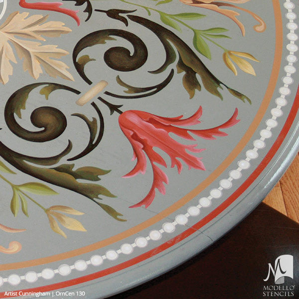 Custom Painted Furniture with Colorful Medallion Stencils