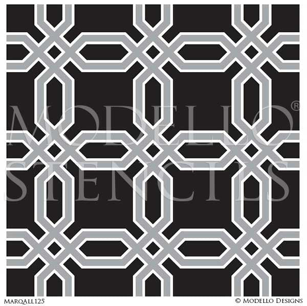 Marquetry Wood Floor Makeovers with Tiled Designs - Modello Custom Floor Tile Stencils