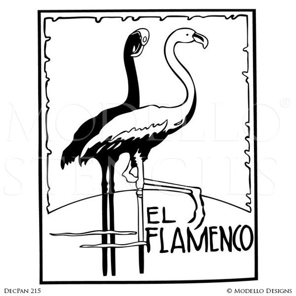 Flamingo Flamenco Large Wall Art Poster - Custom Stencils for Painting and Decorating