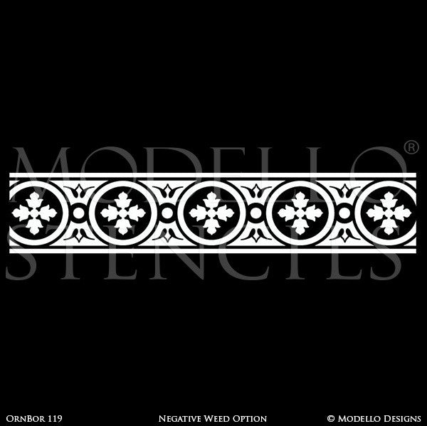 Designer Custom Stencils for Large Ceiling Painted Home Decor - Modello Border Stencils