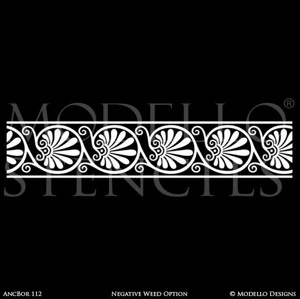 European Decorating Ideas with Painted Ceiling Design - Modello Custom Border Stencils