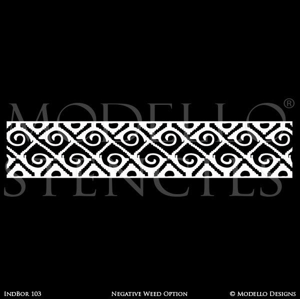 Tribal African Southwest Navajo Pattern - Border Designs - Geometric Custom Stencils for Decorating