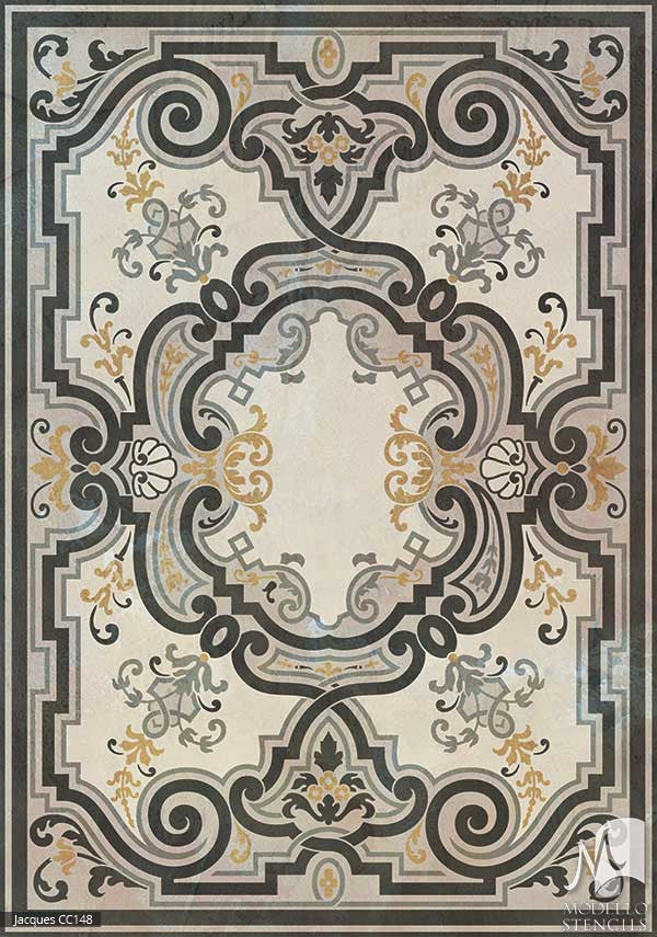 Classic European, Victorian, French Ceiling & Carpet Panels - Painted Decor Custom Stencils - Modello Designs