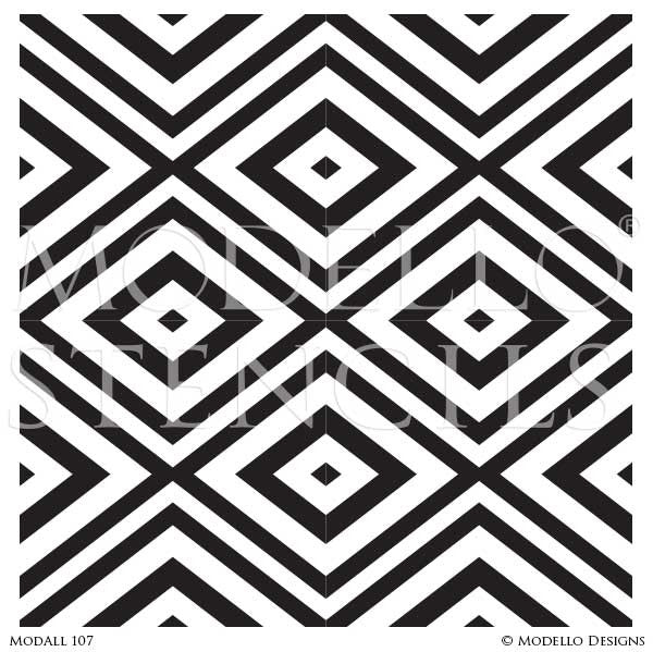 Geometric African and Tribal Pattern for Painted Accent Walls - Modello Wall Stencils