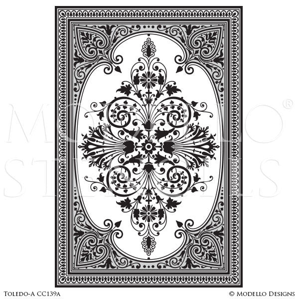 Spanish European Designs - Floor Carpet Panel Stencils - Modello Custom Painted Stencils