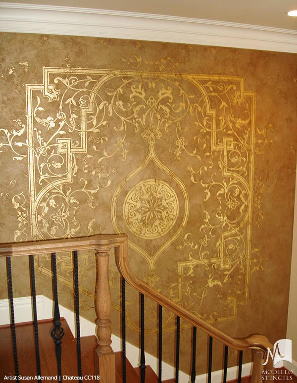 Traditional Wall Art Designs with Large Panel Stencils - Modello Custom Stencils