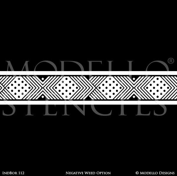 Geometric African and Tribal Pattern for Painted Accent Walls - Modello Wall Stencils
