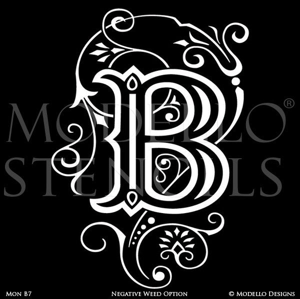 Letter B Painted Lettering Initial Family Name Monogram - Modello Custom Stencils