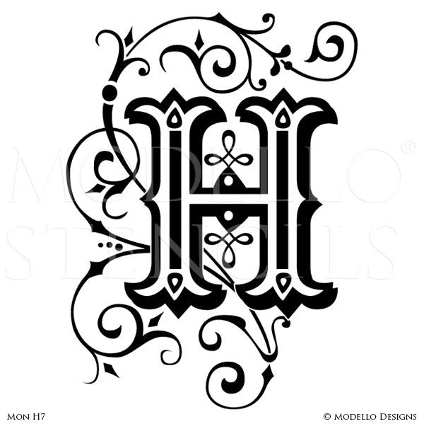 Letter H Lettering Stencils for Decorative Wall Painting Projects - Modello Custom Stencils