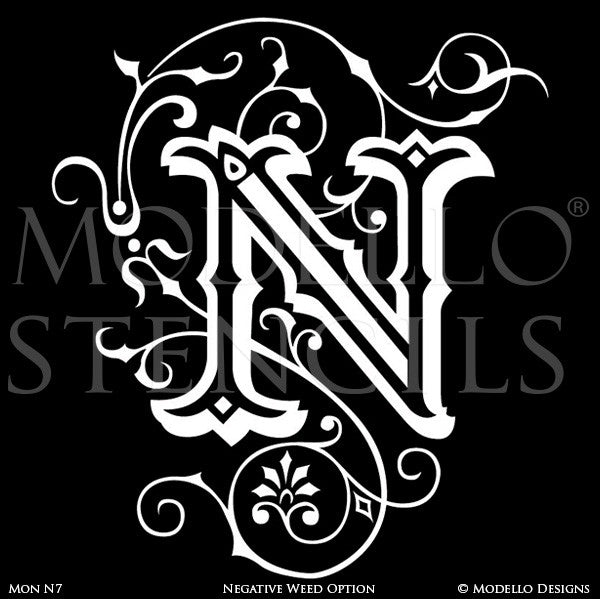 Letter N Custom Adhesive Alphabet Lettering Stencils for Decorative Painting Projects - Modello Custom Stencils