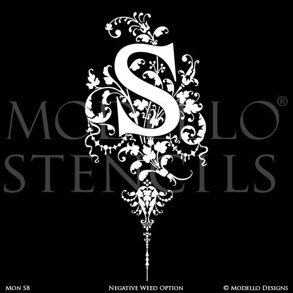 Letter S Decorative Design Painted on Wall Quotes and Lettering - Modello Custom Stencils