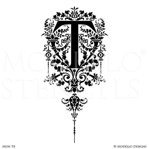 Letter F Large Typography Stencils for Custom Painted Wall Mural - Modello Custom Stencils