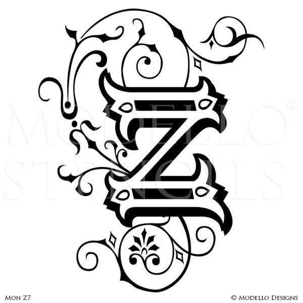 Letter Z Custom Wall Art Designs for Classic Lettering Decor - Modello Custom Stencils