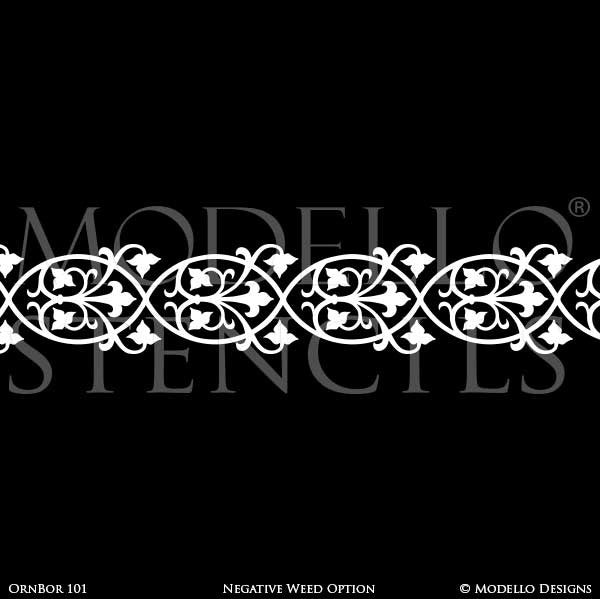 Ceiling Border Stencils or Wall Borders for Decorative Professional Painting Projects - Modello Custom Stencils