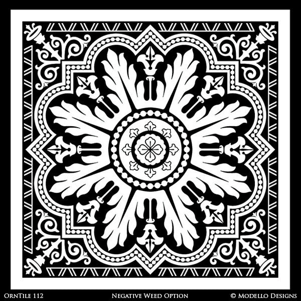 Traditional Tile Designs for Tiled Wall Mural Painting Projects and Decorative Ceilings - Modello Custom Stencils