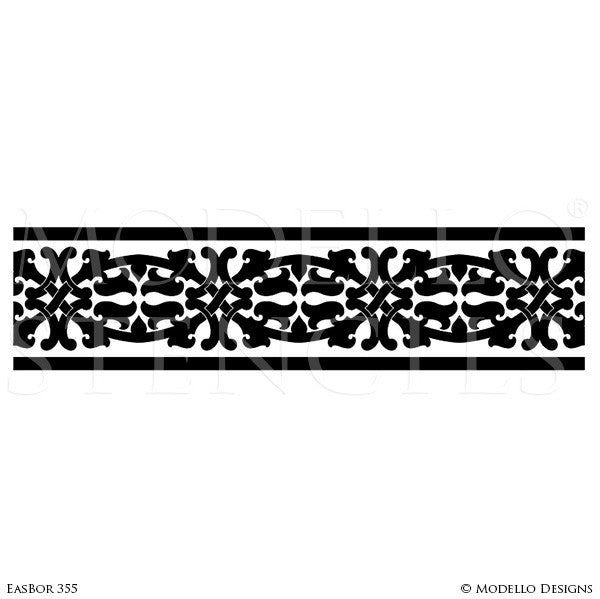 Border Stencils for Painting Ceiling or Wall with Moroccan Asian Indian Designs - Modello Custom Stencils