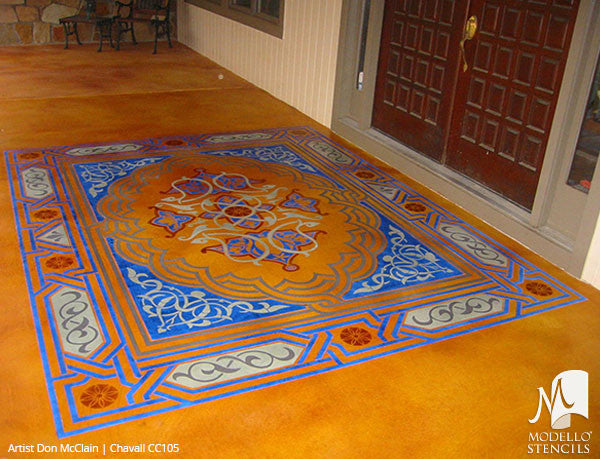 Custom Cut Stencils for Painting Concrete Floors with Large Patterns - Modello Custom Self Adhesive Stenciling