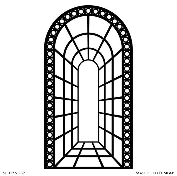 Decorative Wall Art Graphics - Large Entry Arch Way Designs - Modello Custom Stencils
