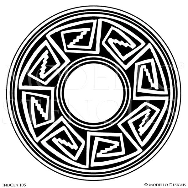 Circle Medallion for Painting Ceilings and Wall Art with African Tribal Designs - Modello Custom Stencils