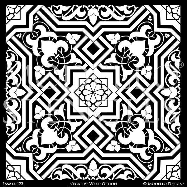 Large Moroccan Tile Stencils for Painting and Decorating Custom Decor - Modello Custom Stencils