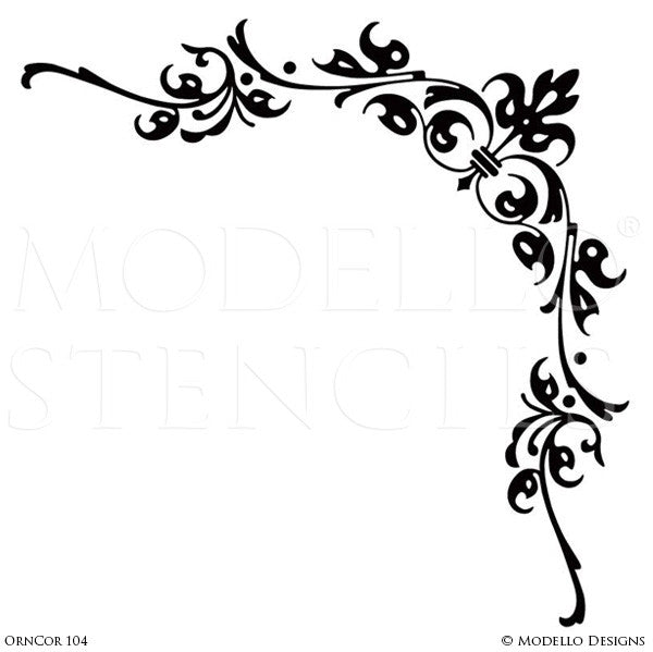 Ornamental and Decorative Wall Art Stencils - Modello Custom Designer Ceiling Corner Stencils