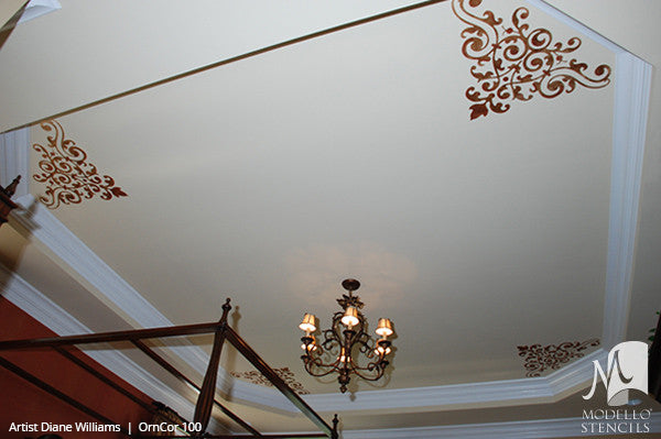 Painted Ceiling Corners Stencils for Designer Decor - Modello Custom Stencils
