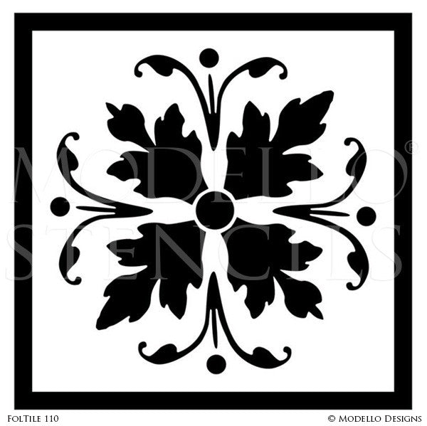 Nature Designs and Leaf Pattern Painted on Ceilings and Walls - Modello Custom Tile Stencils