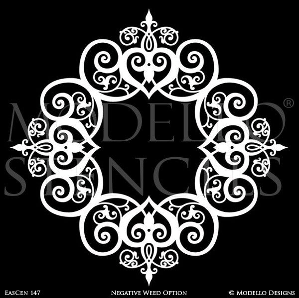 Adhesive Vinyl Stencils for Painting Decorative Ceiling Medallion Designs