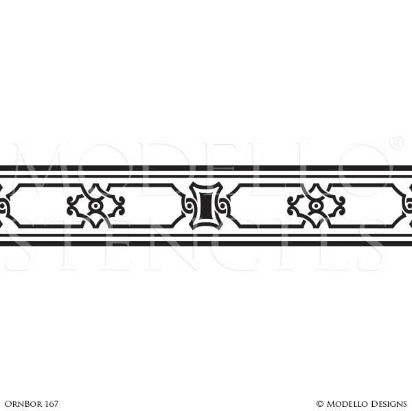 Classic and Detailed Border Designs for Floor Painting and Ceiling Decor - Modello Custom Stencils