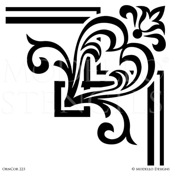 Traditional Corner Designs for Wall Mural Painting - Modello Custom Stencils