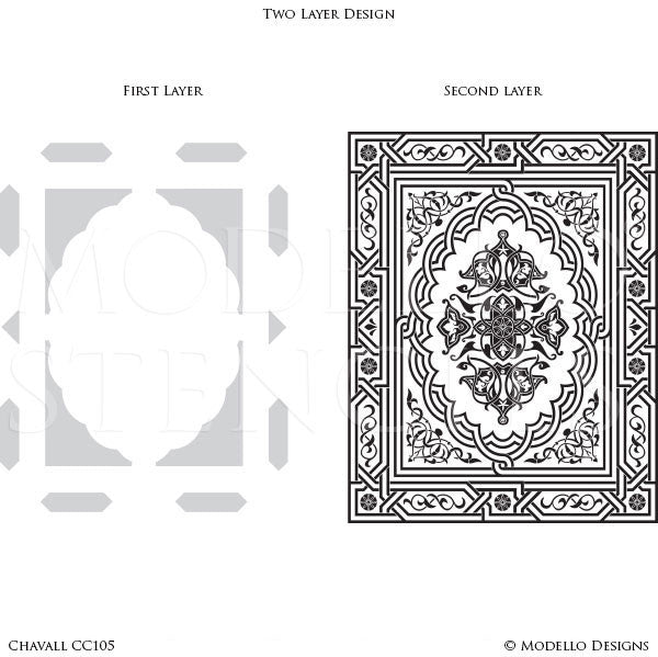 Painting Custom Panel Stencils and Large Carpet Floor Murals or Stenciled Ceiling - Modello Custom Stencils