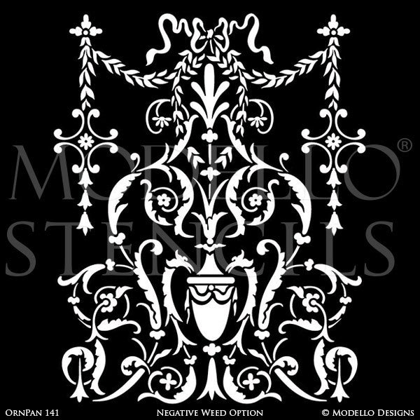 European and Old World Home Decor - Custom Furniture Cabinet Panel Stencils for Painting