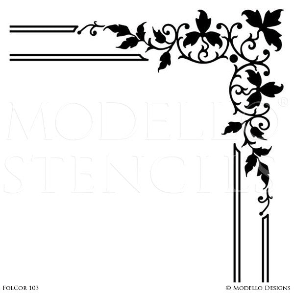 Corner Adhesive Stencils for Professional Decorative Painting Walls and Ceilings - Modello Stencils