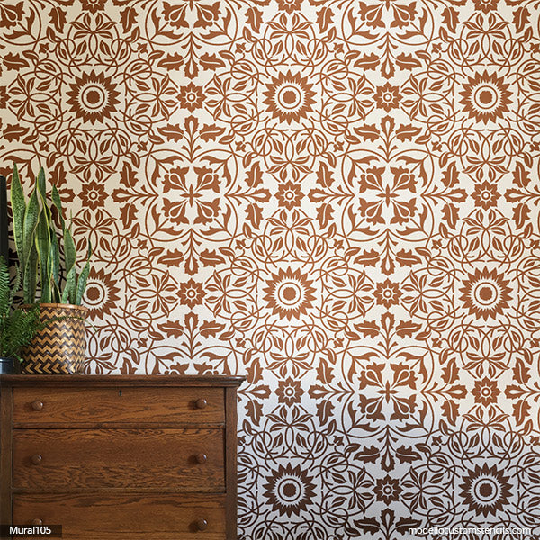 Gallery showing Damask stencils and Wall Covering Stencils
