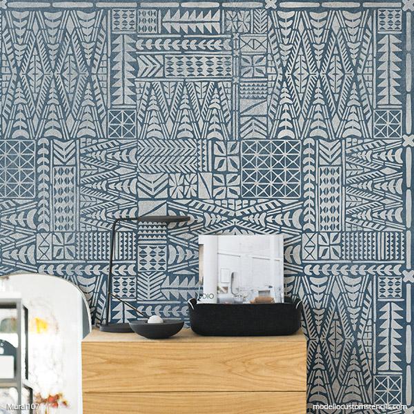 Large Tribal Wall Mural Stencils Painting DIY African Wall Stencils – Modello® Designs gabriel-classic-quatrefoil-wall-stencil-large-wall-stencils-for-pain-stencilslab-wall-stencils
