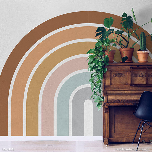 Large Rainbow Wall Mural Stencils Painting DIY Rainbows Wall Art