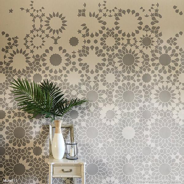 Large Wall Mural Design - Moroccan Tile Stencils - DIY Mural Stencil for Painting Accent Wall Decor - Moroccan Designs Custom Wall Stencils