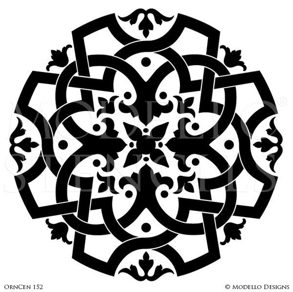 Large Designer Medallion Stencils for Decoratitve Ceilings and Wall Murals - Modello Custom Stencils