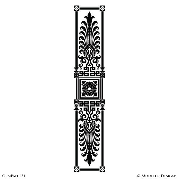 Tall Large Door Wall Window Panel Stencils for Ornamental Style Decorating - Modello Custom Wall Stencils