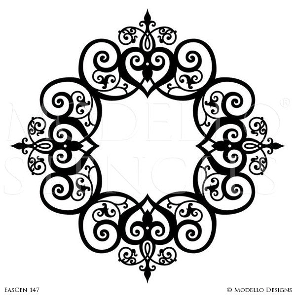 Adhesive Vinyl Stencils for Painting Decorative Ceiling Medallion Designs