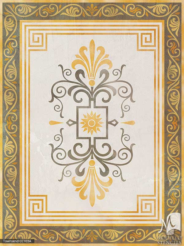 Designer Custom Stencils for Large Painted Home Decor - Modello Carpet Ceiling Floor Panels